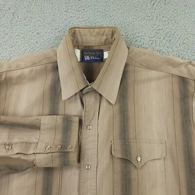 Camisa Ajustada Panhandle Para Hombres 17 1/2 Marrón Rayas Western Rodeo Vaquero Perla A Presión Foto 1 de 4