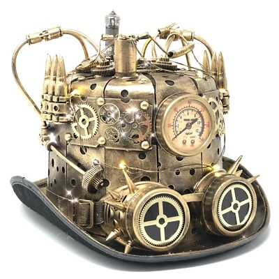 Steampunk Luz LED Sombrero de Top Científico Loco Halloween Disfraz Juegos con disfraces Fiesta Foto 1 de 3