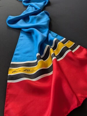 Bufanda de colección Anne Klein para Vera 100 % seda rayas primarias audaces Foto 1 de 4