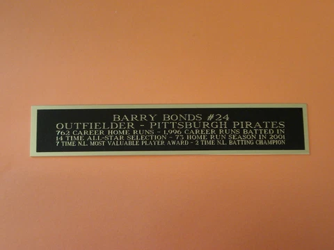 Barry Bonds Pirates Autograph Nameplate For A Baseball Jersey / Bat Case 1.25X6 Cover
