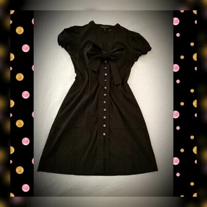 BCBG Maxazria Dress Button Up BLACK M Medium bow at breast cotton blend stretch  - Picture 1 of 8