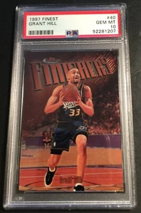 1997 GRANT HILL TOPPS FINEST FINISHERS #40 PSA 10 PISTONS HOF POP 4 - Picture 1 of 2