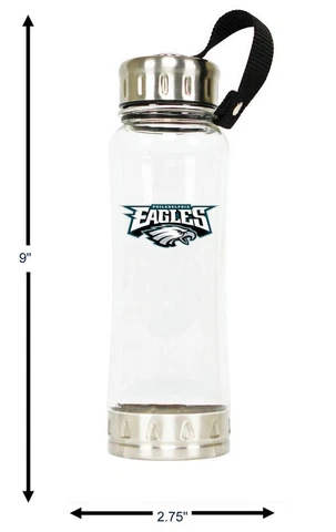 New NFL Philadelphia Eagles Clip-On 16oz Clear Water Bottle ( BPA Lead Free ) Cover