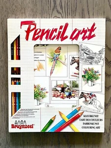 BRUYNZEEL PENCIL ART SET from HOLLAND 12 Colored Pencils + DRAWINGS to COMPLETE - Picture 1 of 11