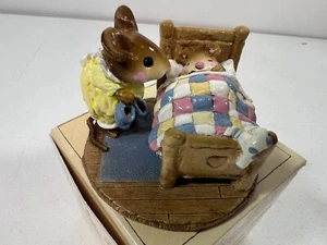   Wee Forest Folk M-136 Sweet Dreams Mouse Bed Quilt Mother and child Vintage  - Picture 1 of 12