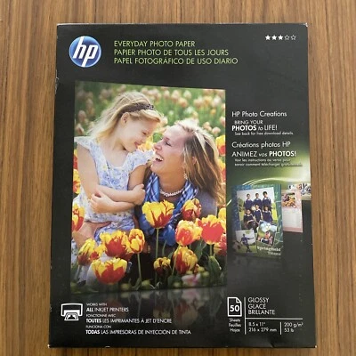 HP Everyday Photo Paper 8.5 x 11 Glossy 50 Sheets Inkjet Printers Q8723A 53 lb - Image 1 of 2
