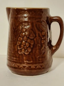 Antique NORTH STAR POTTERY Pitcher Salt Glaze Stoneware 1892-1897 Grape & Waffle - Picture 1 of 7