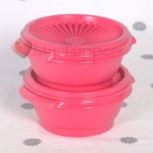NEW Tupperware Servalier Heritage Bowl set of 2 Pink Star Bowls with Seals - Picture 1 of 1