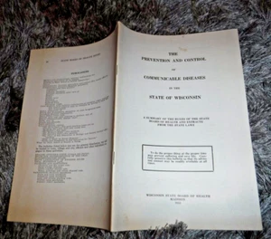 1934 WISCONSIN STATE BOARD HEALTH PREVENTION & CONTROL COMMUNICABLE DISEASES - Picture 1 of 6