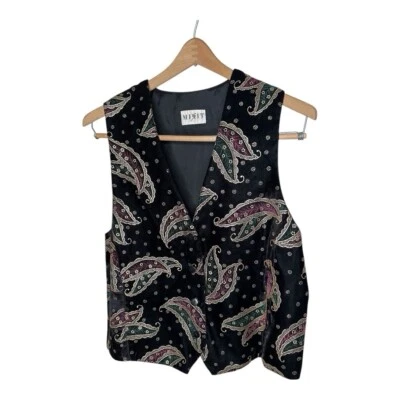 Chaleco de cachemira de terciopelo negro MixIt vintage detalles dorados para jóvenes talla 13/14 grande Foto 1 de 4