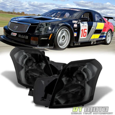 Smoked 2003-2007 Cadillac CTS Headlights Headlamps Left+Right Set 03 04 05 06 07 - Image 1 of 4