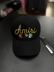 Amiri MA Logo Trucker 8 Ball Hat Black 100% Authentic Quick Ship W/ Tags - Picture 1 of 16