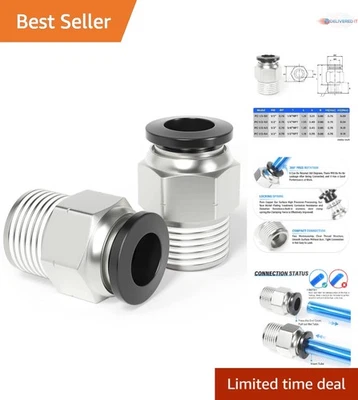 Male Straight Push-to-Connect Fittings 1/2in Tube OD x 3/8in NPT Pack of 10 - Image 1 of 4
