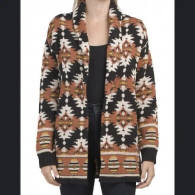 Cárdigan Suéter Grande Mezcla de Algodón Cuello Chal Tejido Azteca Marca Lucky Foto 1 de 4