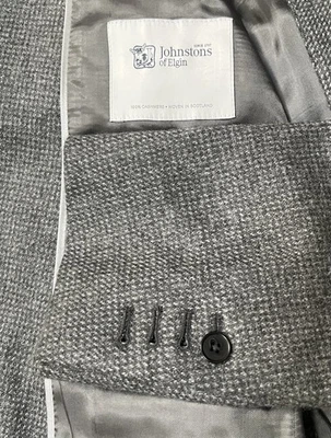 Johnstons Of Elgin Gray Cashmere Blazer 42L Functional Cuffs Sport Coat Jacket - Image 1 of 4