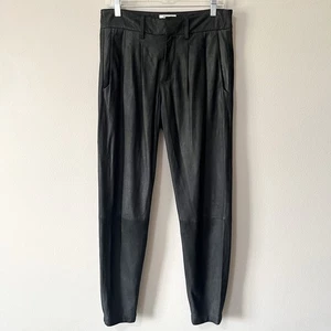 Helmut Lang echt Lammleder schwarz Plissee Tapered Hose Größe 4 Taschen - Bild 1 von 10