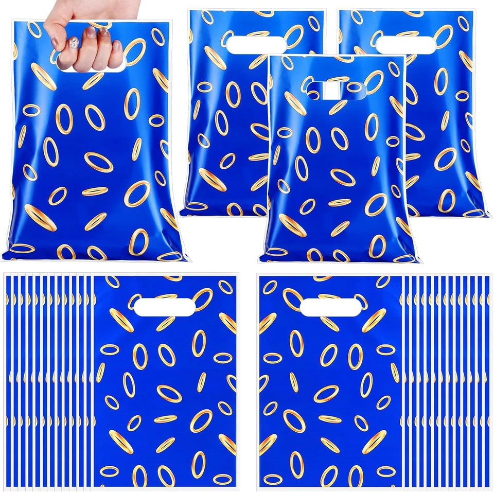 Bolsas de 40 piezas para regalos de fiesta de videojuegos azules con estampado de anillo dorado bolsas de regalos temáticas Foto 1 de 4