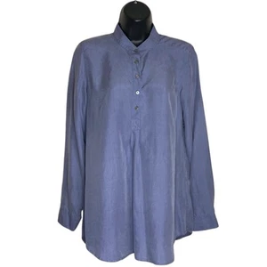 J Jill Silk Tunic Top Womens XS Popover L/S Periwinkle Flowy Preppy Luxury - Picture 1 of 18