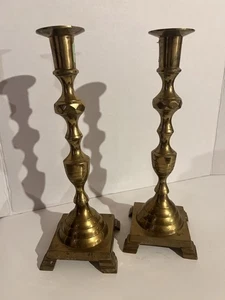 Vintage Large Solid Brass Victorian Style Mid-Century Candlesticks 12 Inch - Picture 1 of 2