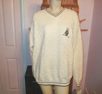 NOS 复古 Knightsbridge 毛衣男式 L 码纹理针织钻石编织爸爸美国 — 第 1/4 张图片