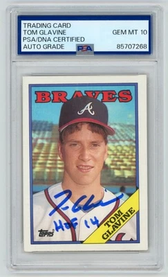 Tarjeta de novato Topps 1988 firmada por Tom Glavine "Hof 14" Braves #779 PSA 7268 AUTO 10 Foto 1 de 2