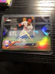 2018 Topps Chrome Update Carlos Santana #HMT43 Auto Refractor Mint! - Picture 1 of 2