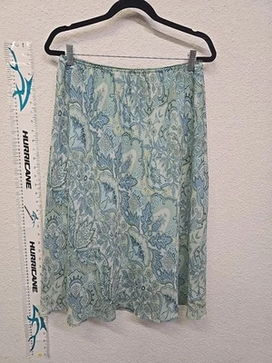 Dressbarn Skirt Womens Size 14 Green & Blue Paisley Floral Sheer W/ Liner - Image 1 of 4