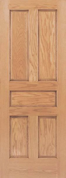 Roble Rojo 5 Paneles Elevado Tradicional Grado Mancha Núcleo Sólido Interior Puertas de Madera Foto 1 de 4