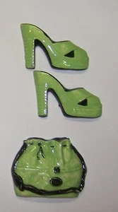 Mosaic Tiles Hand made HIgh Heels 3D girly set Purse Set Kiln fired #19green - Picture 1 of 2