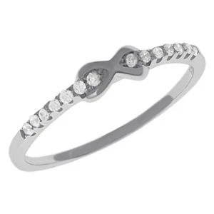 Infinity Ring aus 925 Silber rhodiniert und Zirkonia Oxiden - Größe 56 Dispo - Damen - Bild 1 von 4