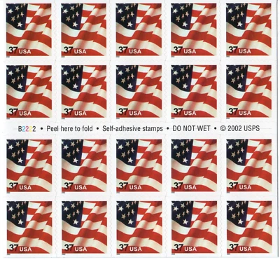Scott #3635a Waving Flag Booklet of 20 Stamps - MNH - Image 1 of 2