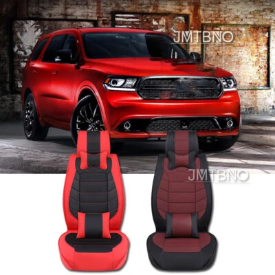 Juego de 5 fundas de asiento de auto/2 delanteras de cuero de lujo para Dodge Durango 2007-2023 Foto 1 de 4