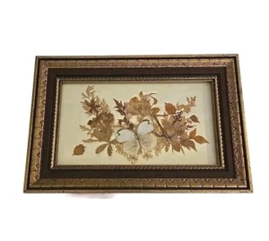 Mildred Roberts originale art collage fiori selvatici farfalla cornice oro boho - Foto 1 di 12