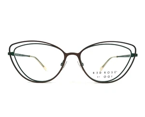 Red Rose by OGI Eyeglasses Frames VITTORIA/OAK Brown Green Wire Rim 52-15-143 - Picture 1 of 10
