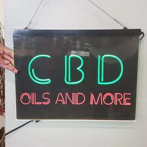 "CBD OIL AND MORE SOLD HERE" Kunststoff Neon Style LED Schild ca. 16" x 12" - Bild 1 von 1