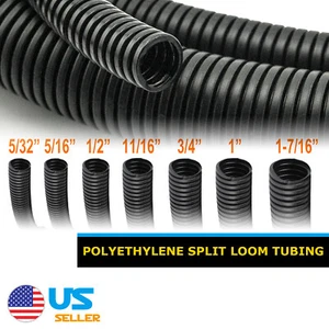 Split Sleeve Wire Loom Tubing Black Cord Cable Harness Protector Management - Picture 1 of 18