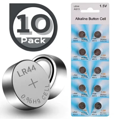 10-Pack AG13 LR44 A76 357 357A LR1154 SR1154 SR44 1.5V Button Battery Coin Cell - Image 1 of 4