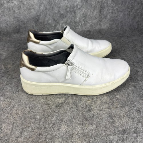 Mocassini Clarks donna taglia 8 5 bianchi slip on pelle scarpe da viaggio comode