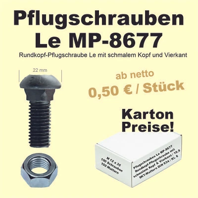 MEYERINDUSTRIE Rundkopf Pflugschraube Le MP-8677 Grubber Schar Streichblech Pflug M12