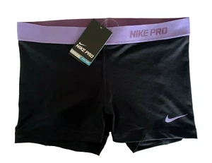 NEW! NIKE PRO [L] Women's 2.5" COMPRESSION Yoga SHORTS-Black/Lilac 458653-019 - Picture 1 of 3