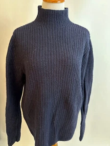 ABERCROMBIE & FITCH navy blue chunky ribbed Mock Turtleneck sweater S - Picture 1 of 3