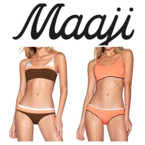 MAAJI Brown Orange White MIRANDA Lanai Reversible Swimsuit Bikini Bottoms LARGE - Picture 1 of 10
