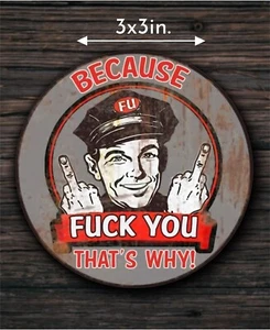 BECAUSE F**K YOU Laptop Decal Toolbox Vinyl Sticker, Funny Sticker - Picture 1 of 2