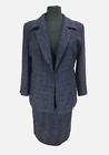 Valentine Womens Two PCS Skirtsuit Size 16 Blue Metallic Open Front Blazer  107A