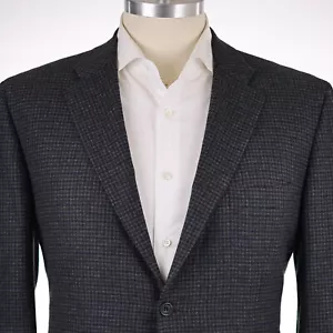 Blazer uomo nuovo $9.000 Kiton personalizzato blu/oliva check cashmere/seta US 48R - Foto 1 di 14