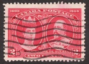 1908 Canada Sc #98 - 2¢ Tercentennial - KGVII & Queen Alexandra - Used vf - Picture 1 of 1