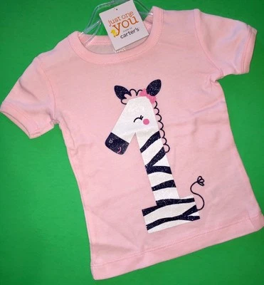 ~NUEVO~ 1er Cumpleaños CEBRA Bebé Niñas Camisa 18 Meses 1 Año Regalo SS Carters Fiesta Foto 1 de 3