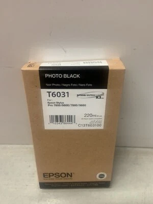 02-2021 GENUINE EPSON T6031 PHOTO BLACK 220ml INK STYLUS PRO 7800 9800 7880 9880 - Image 1 of 2