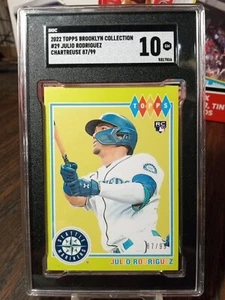 2022 Topps Brooklyn Collection Julio Rodriguez RC Chartreuse /99 SGC 10 Gem Mint - Picture 1 of 5