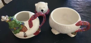Pfaltzgraff Perennials Snow Bear Christmas Polar Bear Tea For One Teapot Cup Box - Picture 1 of 3